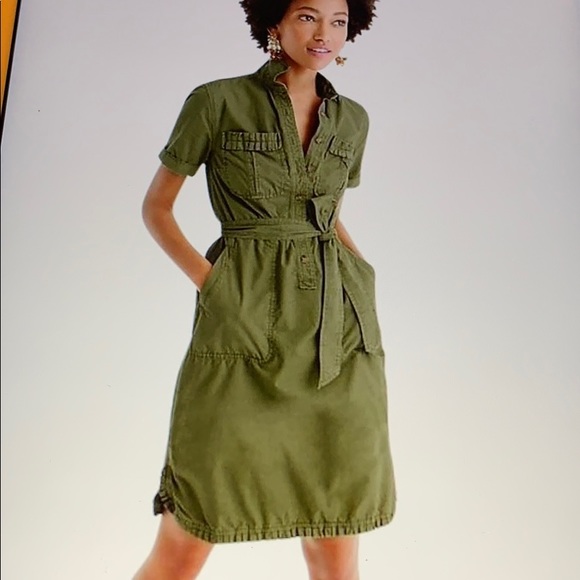 J. Crew Dresses & Skirts - Olive green ruffle hem utility dress